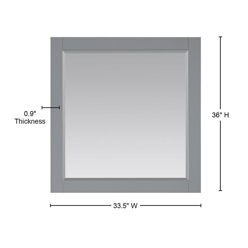 Altair 34 Rectangular Bathroom Wood Framed Wall Mirror in Gray