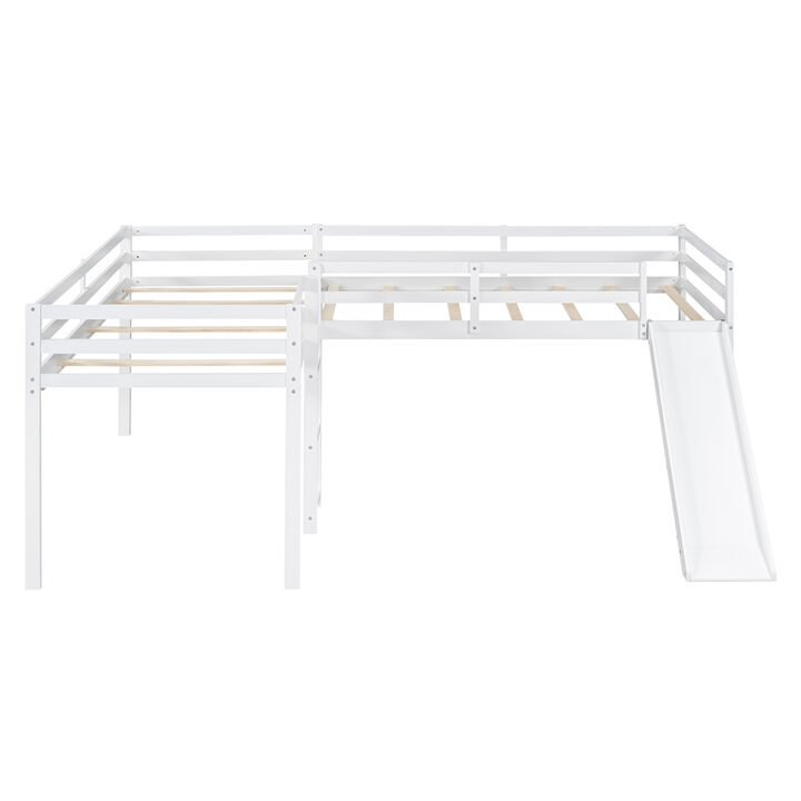 Merax L-Shaped Loft Bed with Ladder and Slide