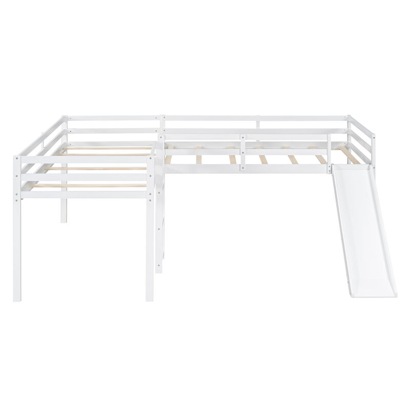 Merax L-Shaped Loft Bed with Ladder and Slide