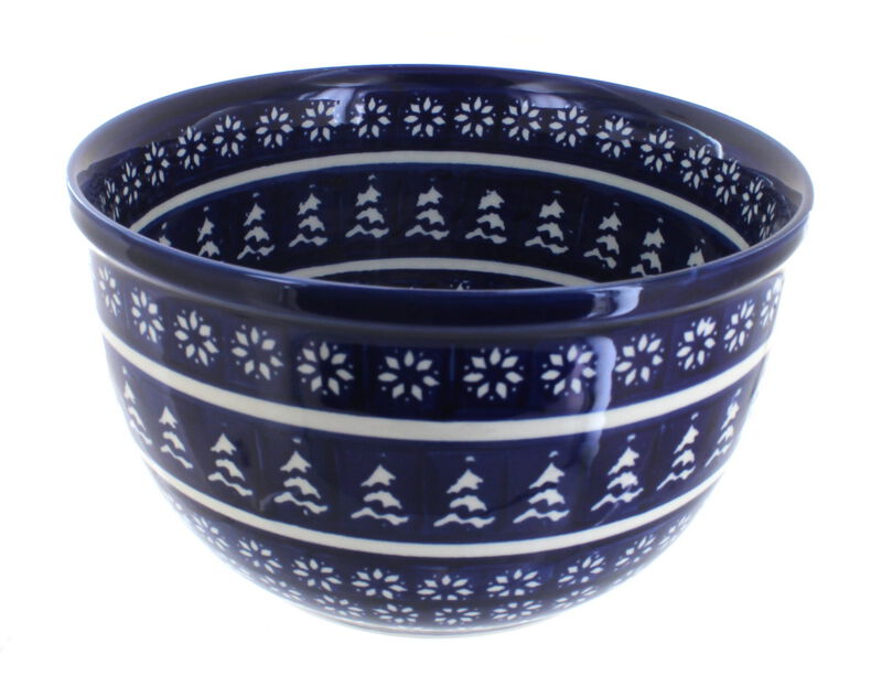 Blue Rose Polish Pottery Peacock Medium Mixing Bowl