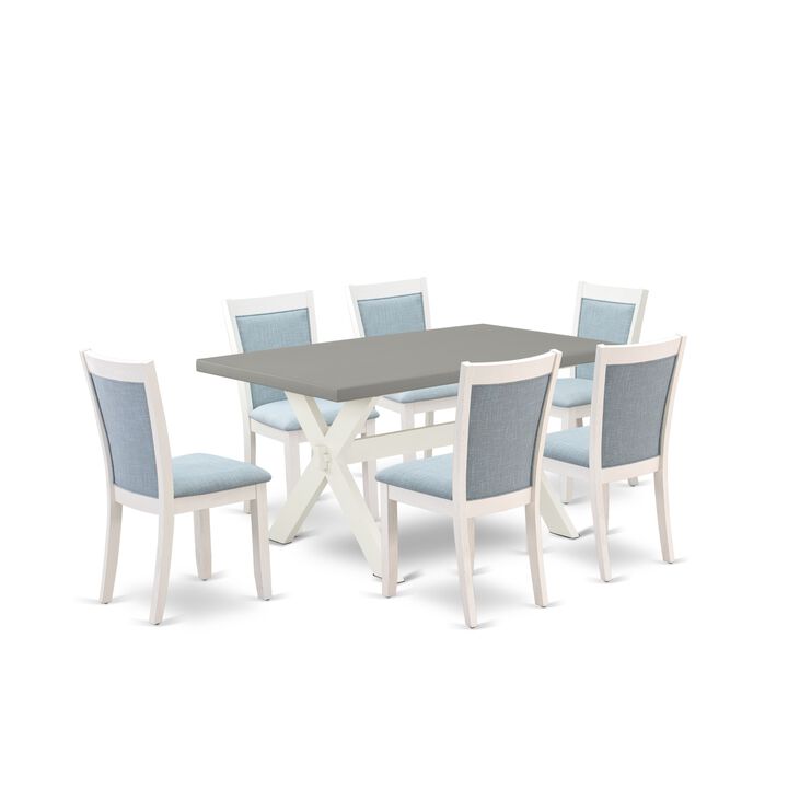 East West Furniture X096MZ015-7 7Pc Dining Set - Rectangular Table and 6 Parson Chairs - Multi-Color Color