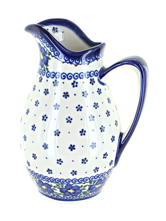 Blue Rose Polish Pottery Butterfly Pitcher