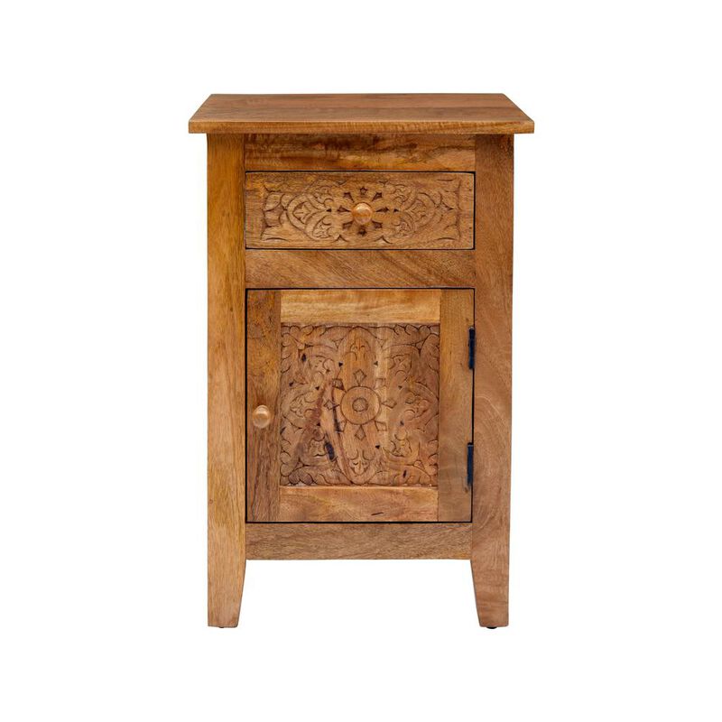 Jofran Hand Carved Mango Wood Accent Table