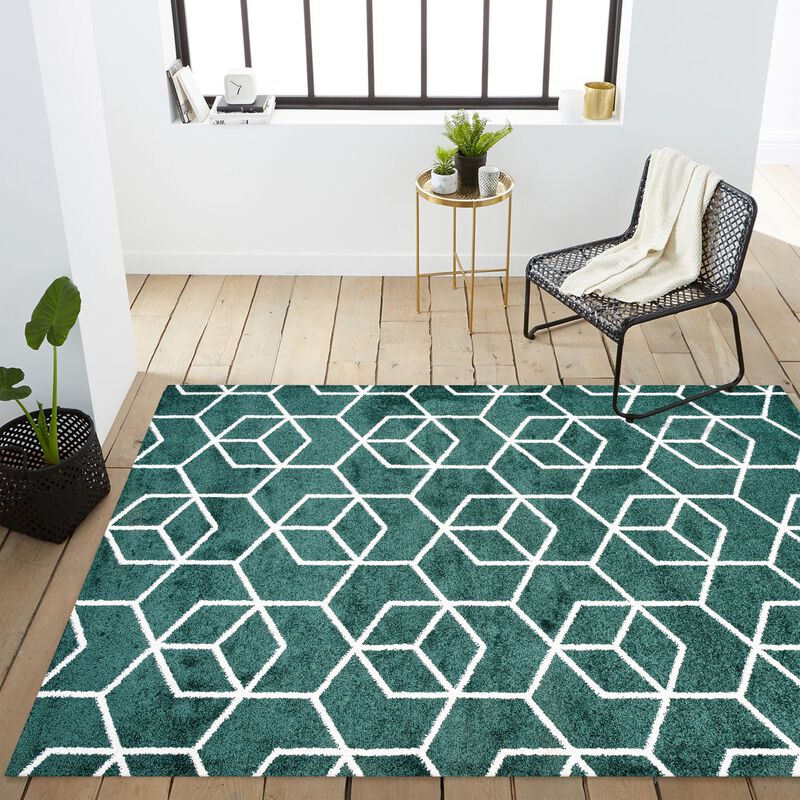 Tumbling Blocks Modern Geometric Area Rug