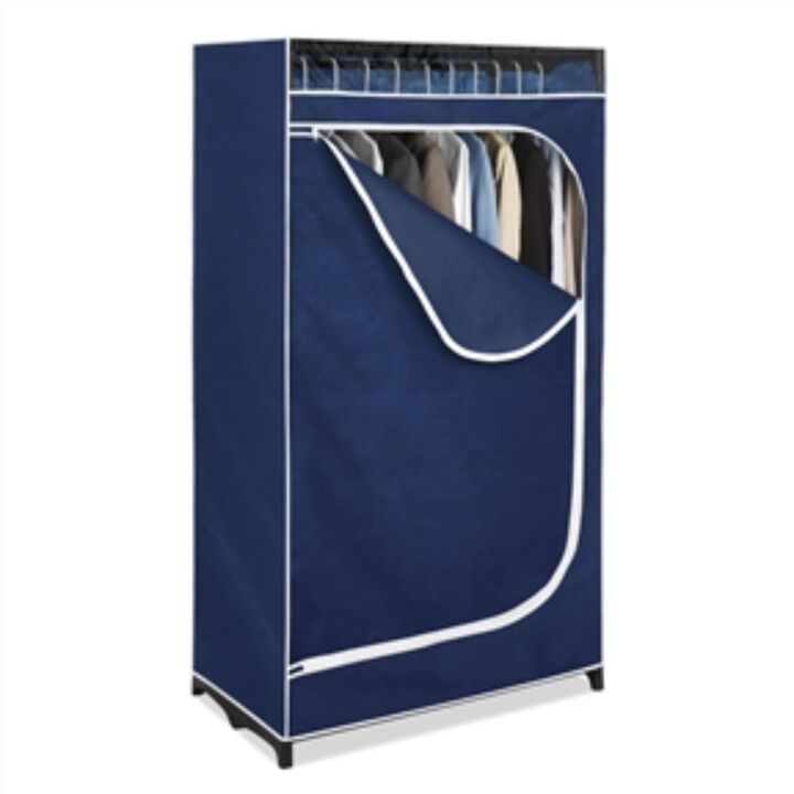 Hivvago Portable Clothes Closet Wardrobe in Blue Breathable Fabric