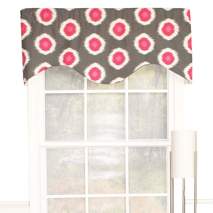 RLF Home Ikat Domino Cornice Window Treatment Valance Fits up to 48"W 3" Rod Pocket 50" x 17" Flamingo