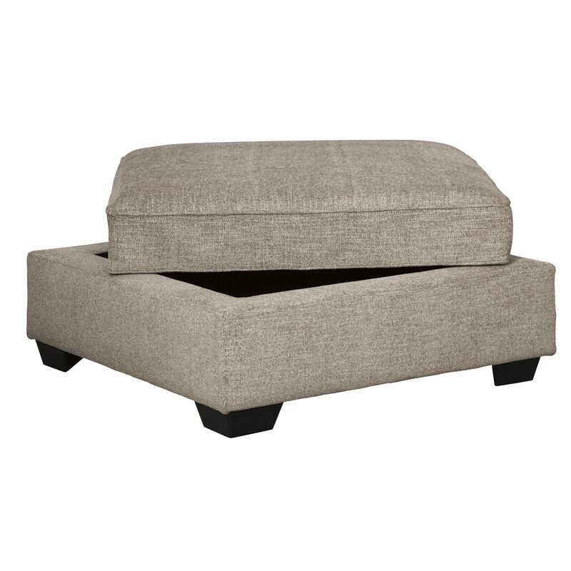 Wooden Ottoman with Hidden Storage and Tapered Block Legs, Gray - Benzara