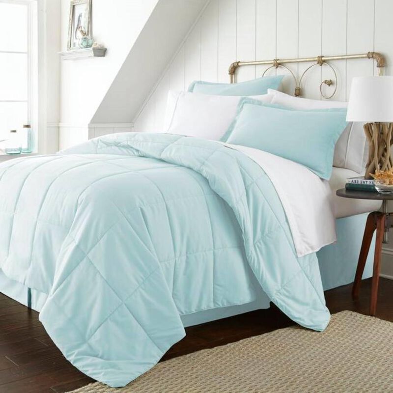 Hivvago King size Microfiber 6 Piece Reversible Bed in a Bag Comforter Set in Aqua Blue