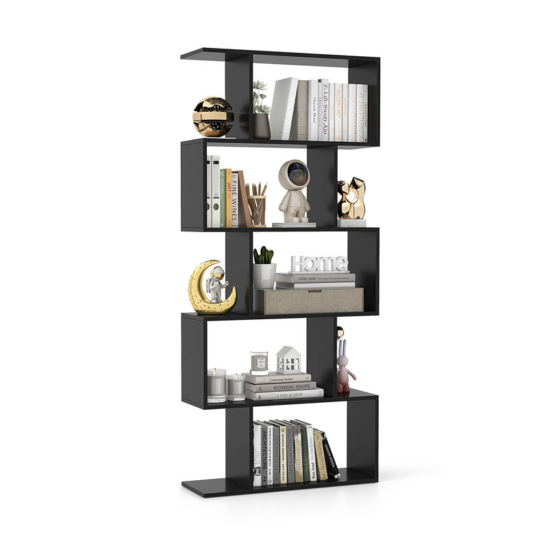 5-Tier Bookshelf with Anti-Toppling Device for Living Room Home Office