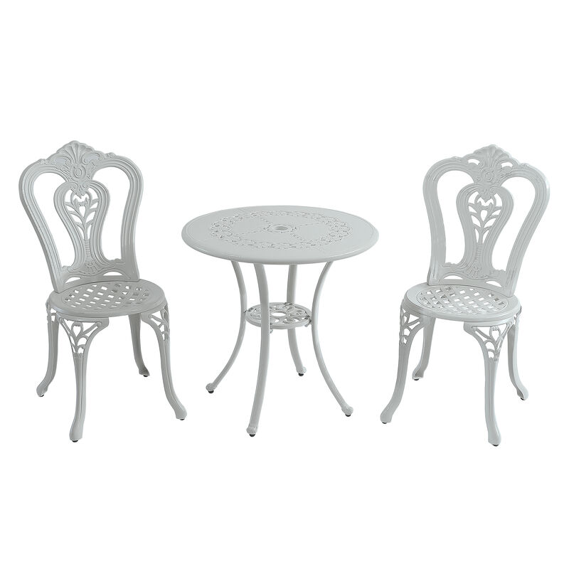 MONDAWE Compact Cast Aluminum 3-Piece Bistro Set for Balcony and Patio