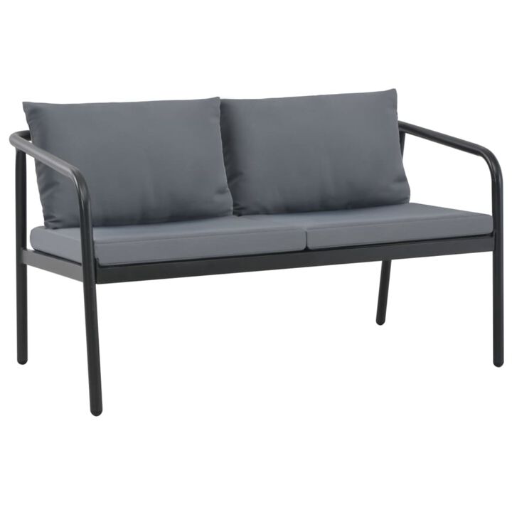 vidaXL 2 Seater Garden Sofa with Cushions Gray Aluminium