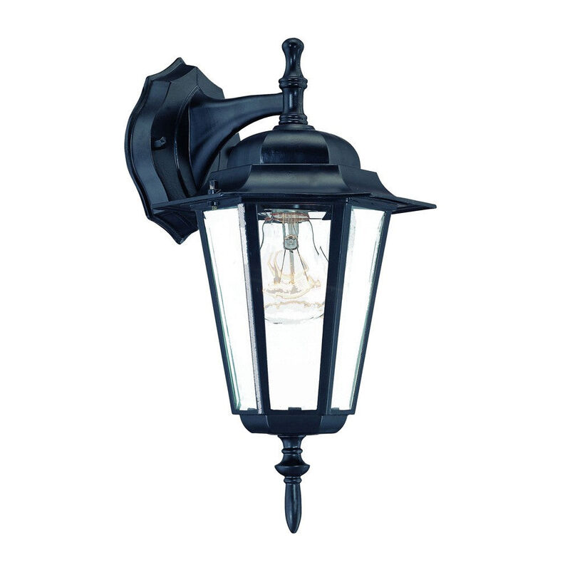 Homezia Matte Black Glass Hanging Lantern Wall Light