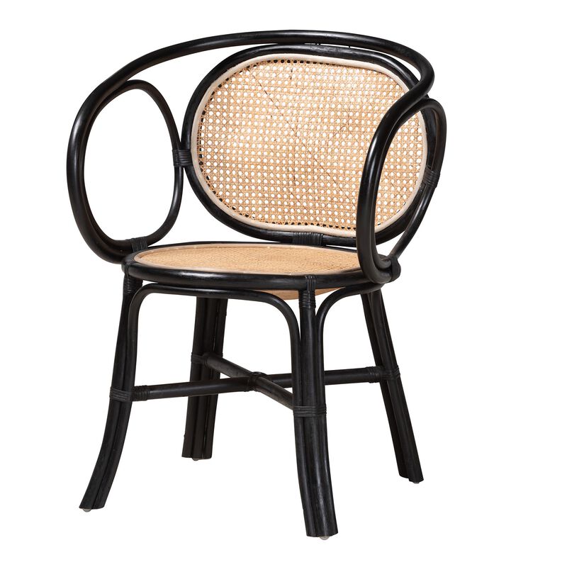 bali & pari Palesa Modern Bohemian Natural Brown Rattan Dining Chair