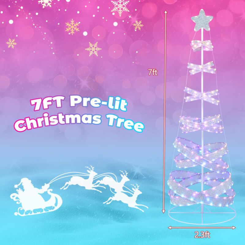 Hivvago 7 Feet Outdoor Spiral Christmas Tree for Party  Xmas New Year Decoration