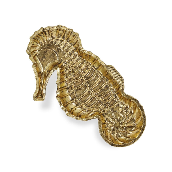 10.25" Ceili Golden Cast Iron Sea Horse Tray