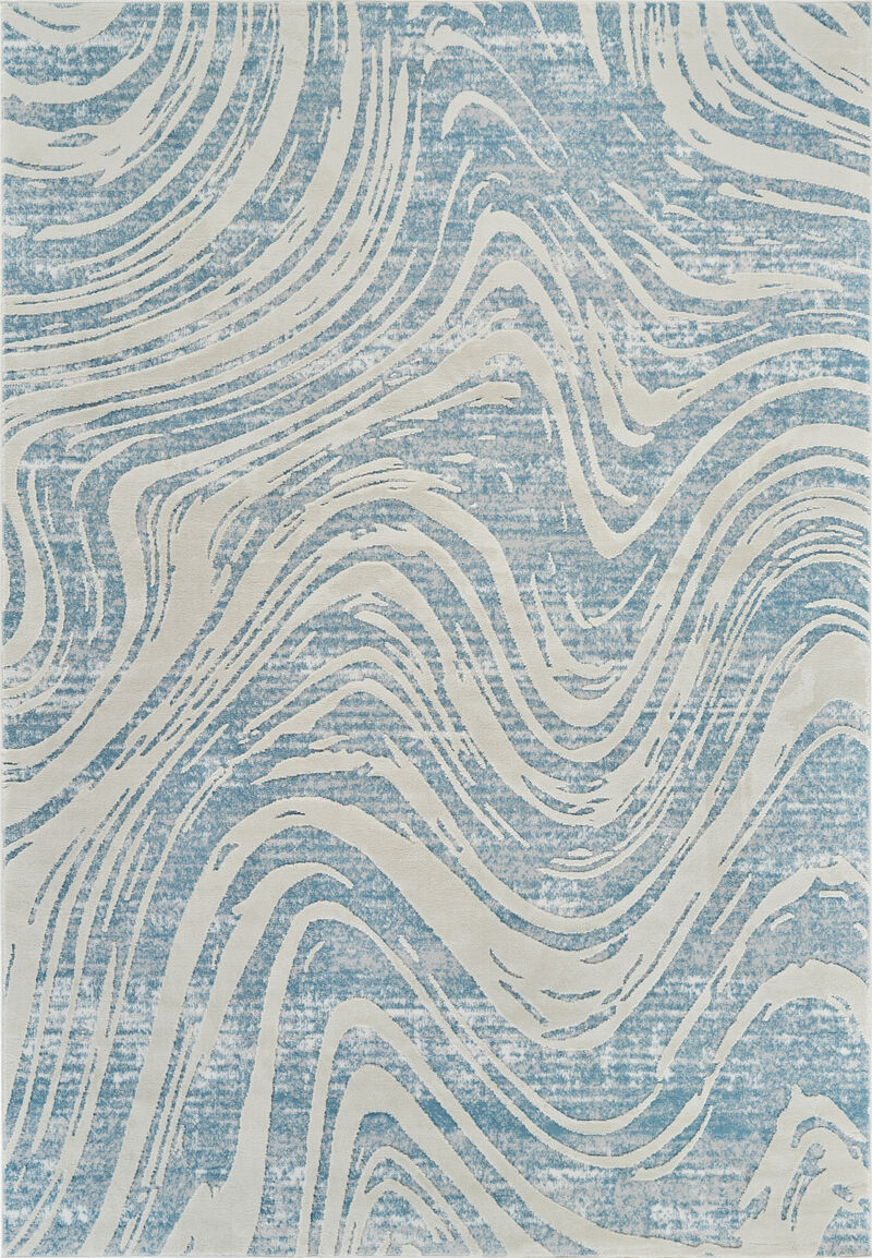 Nomad Abstract Coastal Blue Beige Indoor Area Rug