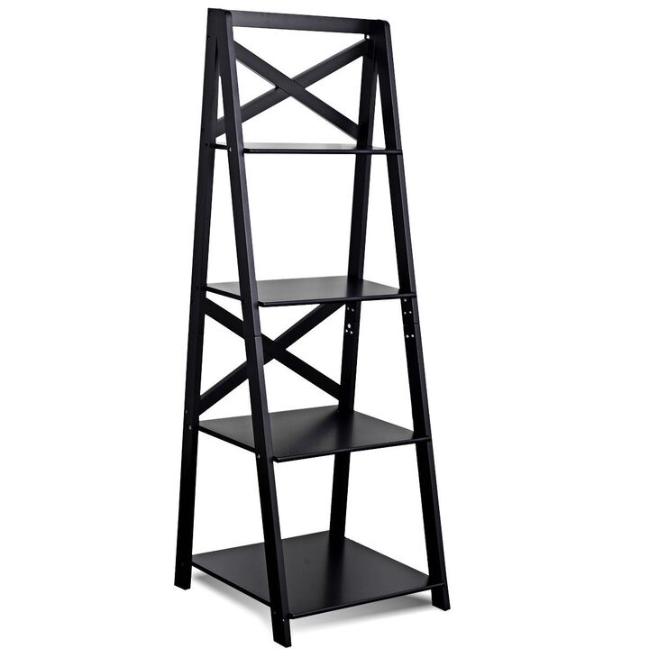 4-tier Leaning Free Standing Ladder Shelf Bookcase