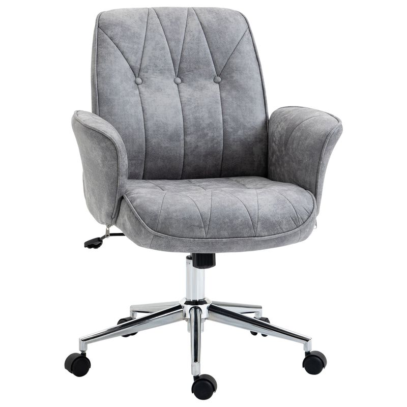 Grey Contemporary Seating: Mid-Back Movable Home Workstation Chair