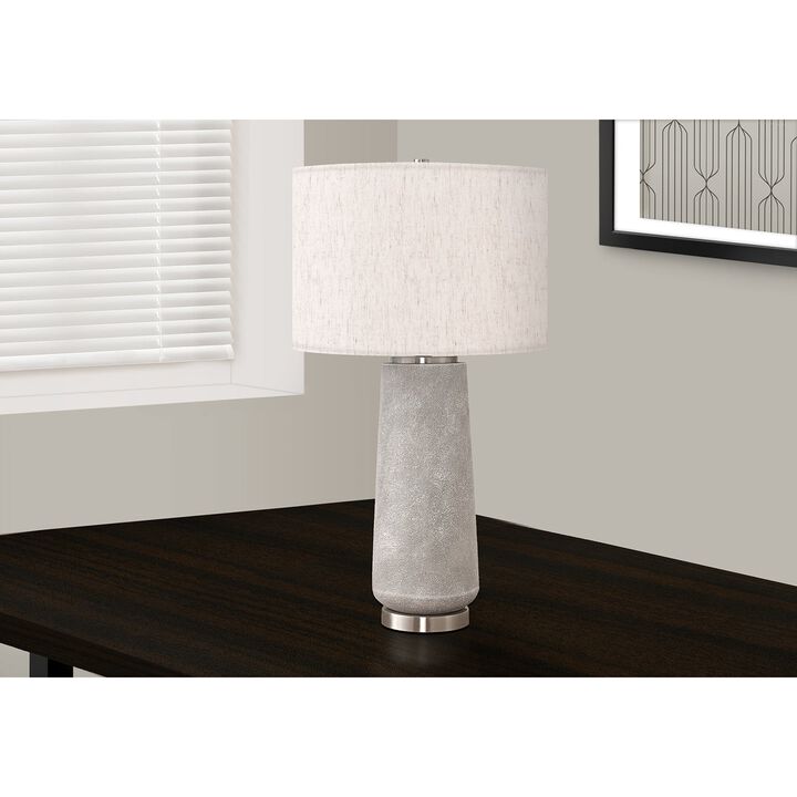 Monarch Specialties I 9712 - Lighting, 29"H, Table Lamp, Grey Resin, Ivory / Cream Shade, Modern