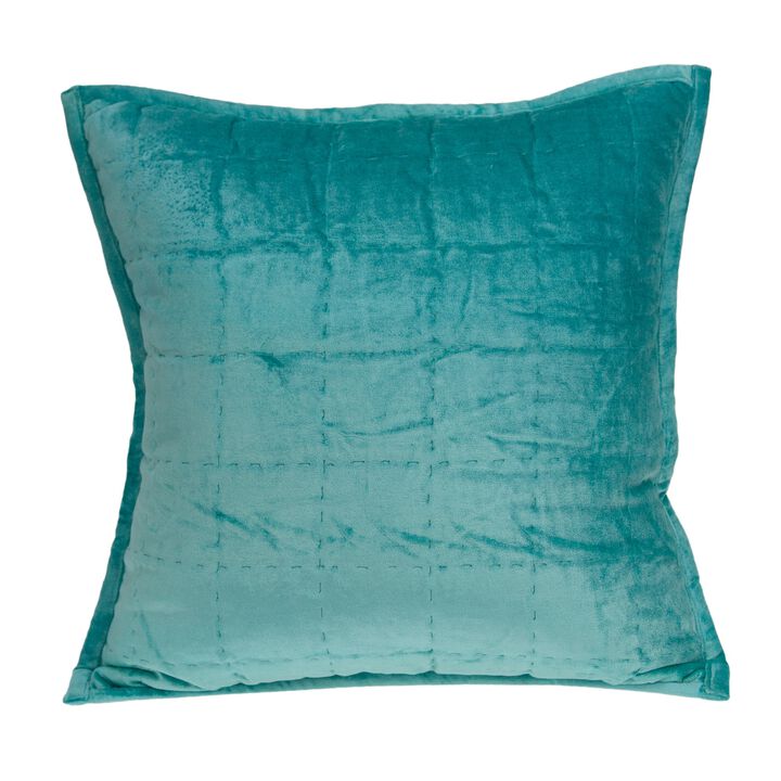 20” Aqua Handloom Quilted Throw Pillow