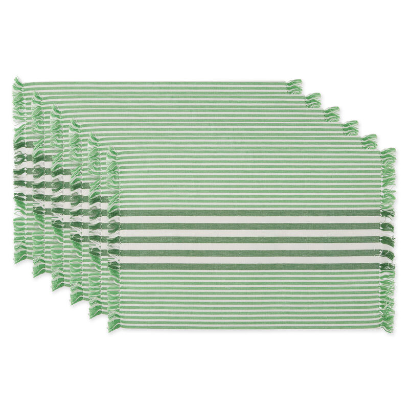 Set of 6 Green and White Decorative Placemats  19"
