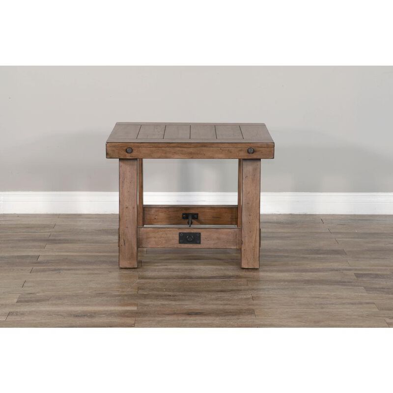 Sunny Designs Doe Valley 25 Mahogany Wood End Table in Taupe Brown