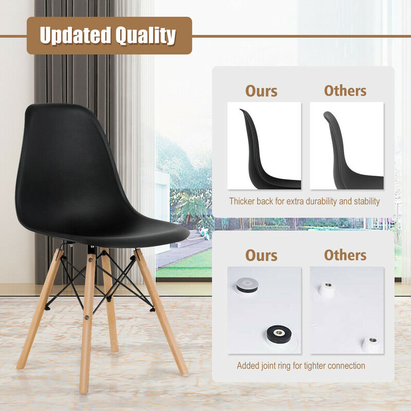 4 Pieces Modern Armless Dining Chair Set with Wood Legs