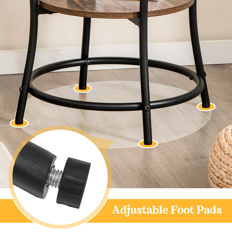 2-Tier Round End Table with Open Storage Shelf and Sturdy Metal Frame