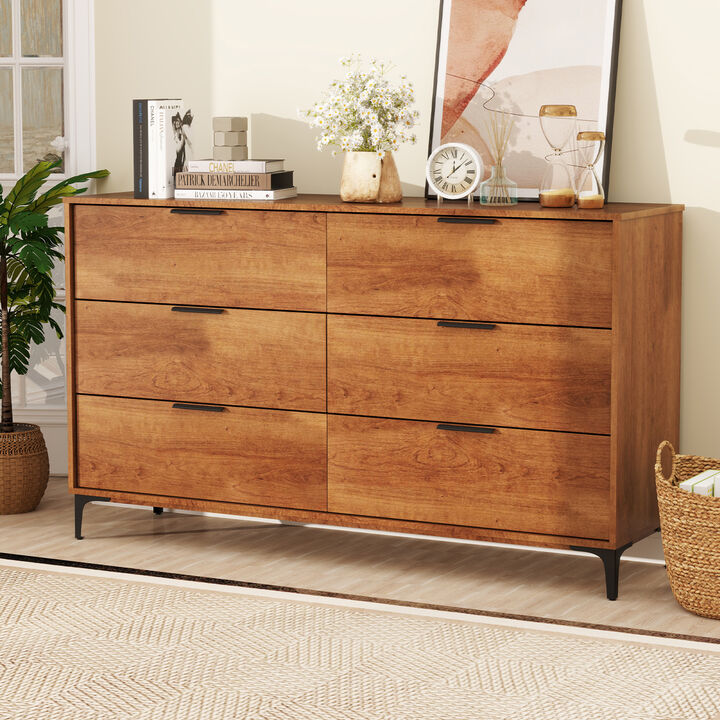 6-Drawer Dresser with Interlock System for Bedroom or Living Room Storage and Organization