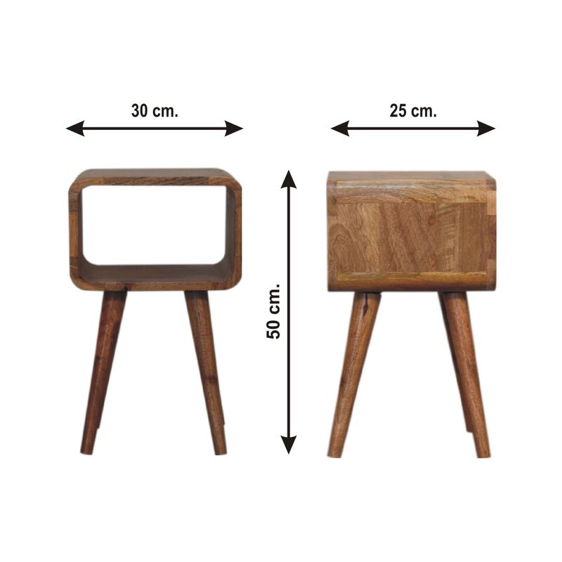 Mini Curved Solid WoodOpen NightStand