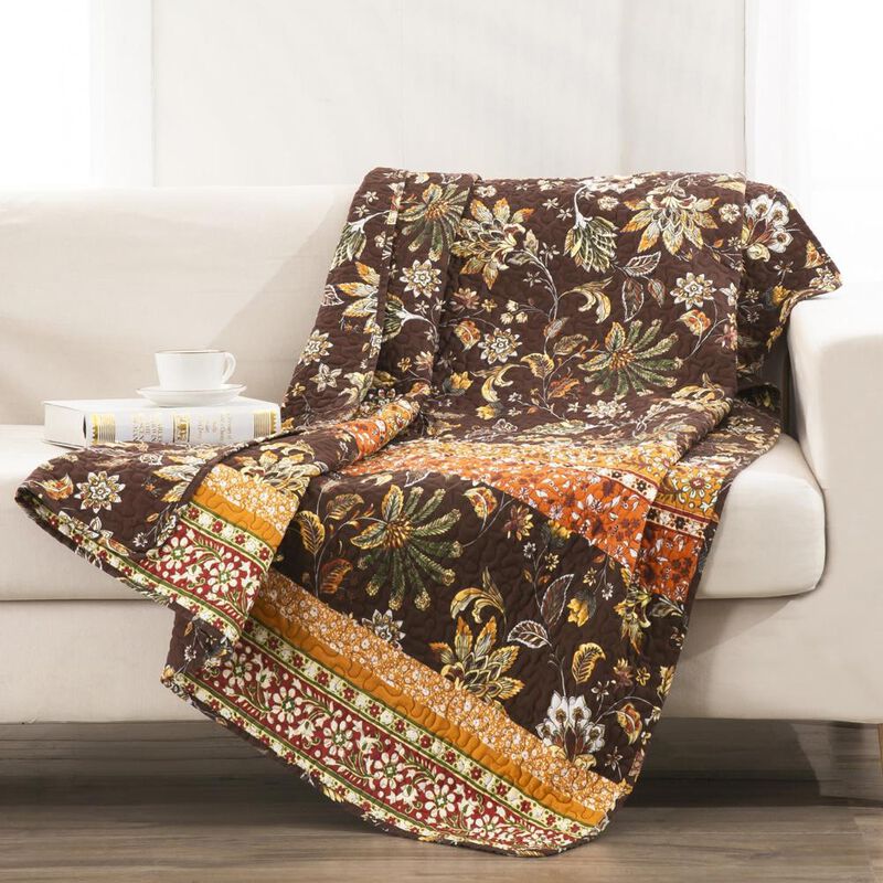 Barefoot Bungalow Audrey Throw Blanket - 50x60", Chocolate