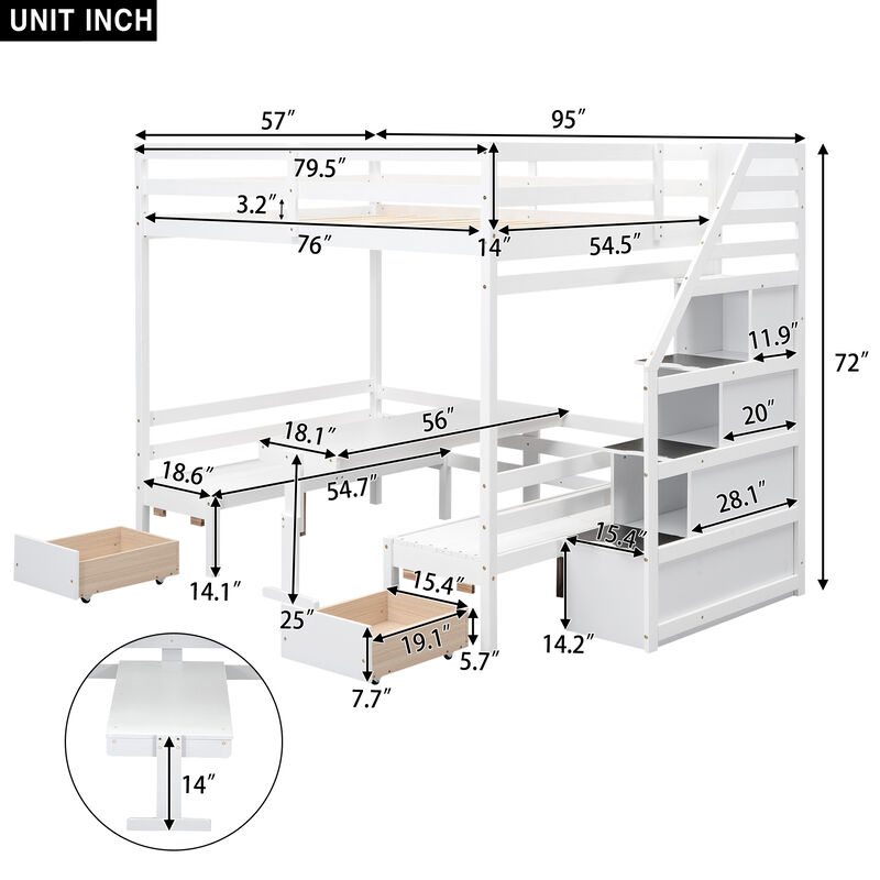 Merax Bunk Beds with Stairs and Storage Drawers Loft Bed