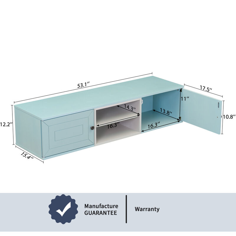 Wall Mounted 65" Floating TV Stand with Large Storage Space, 3 Levels Adjustable shelves, Magnetic Cabinet Door, Cable Management