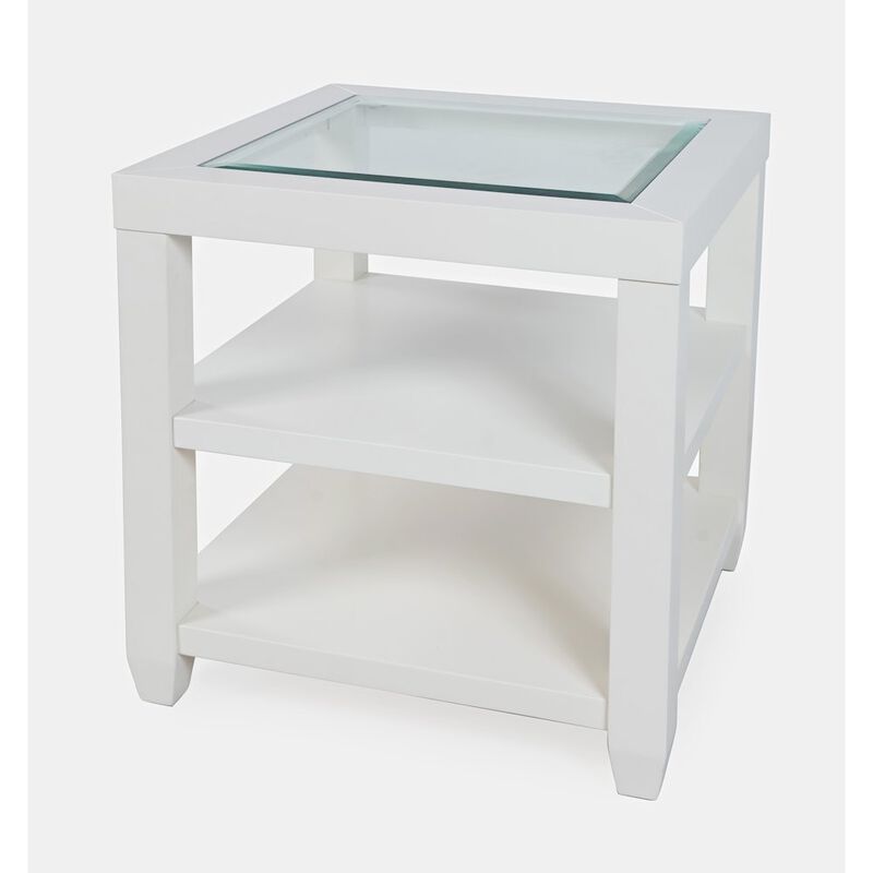 Jofran Urban Icon Contemporary Glass Inlay End Table with Storage