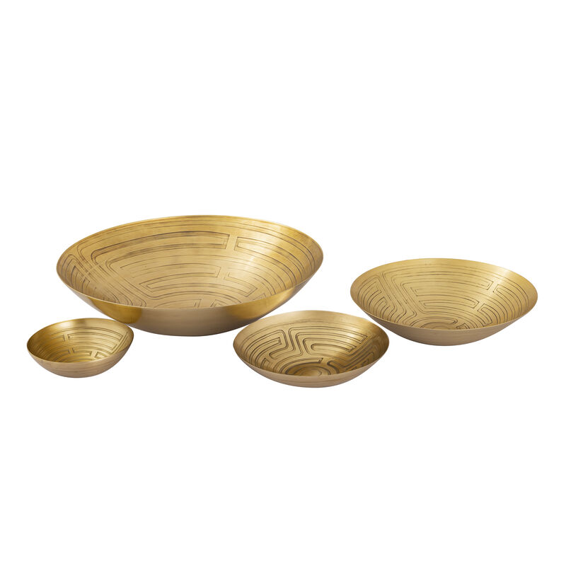 Gold Maze Etched Bowl - Set of 3