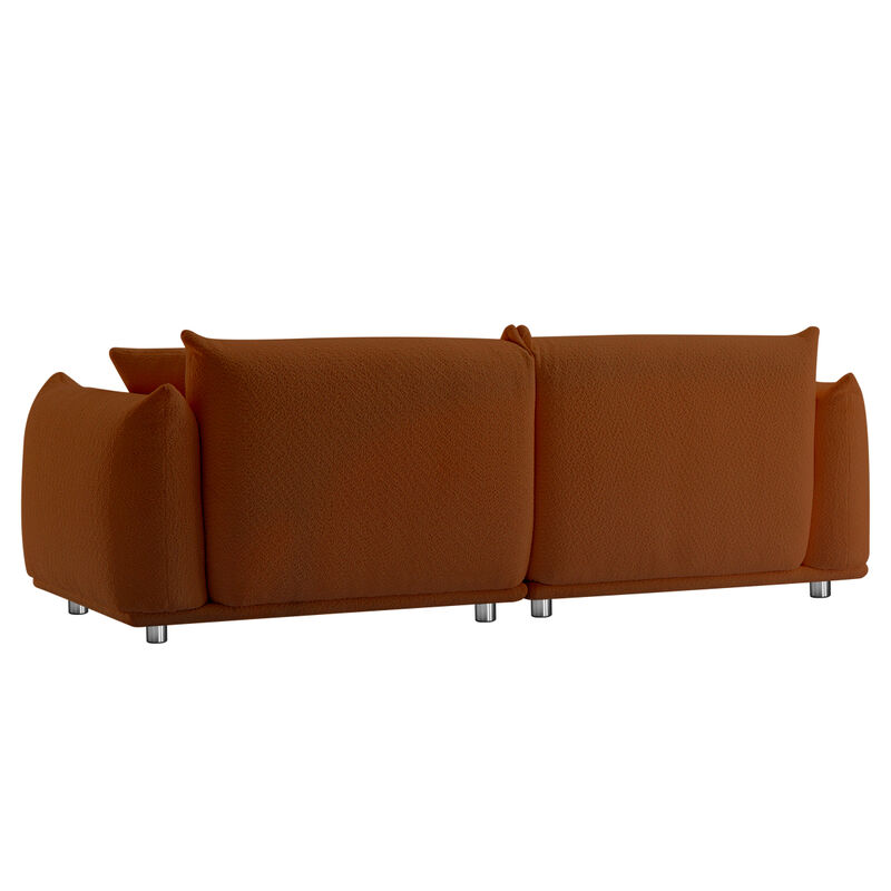 Oversized Loveseat Sofa for Living Room, Sherpa Sofa with Metal Legs, 3 Seater Sofa, Solid Wood Frame Couch with 2 Pillows, for Apartment Office Living Room CURRY