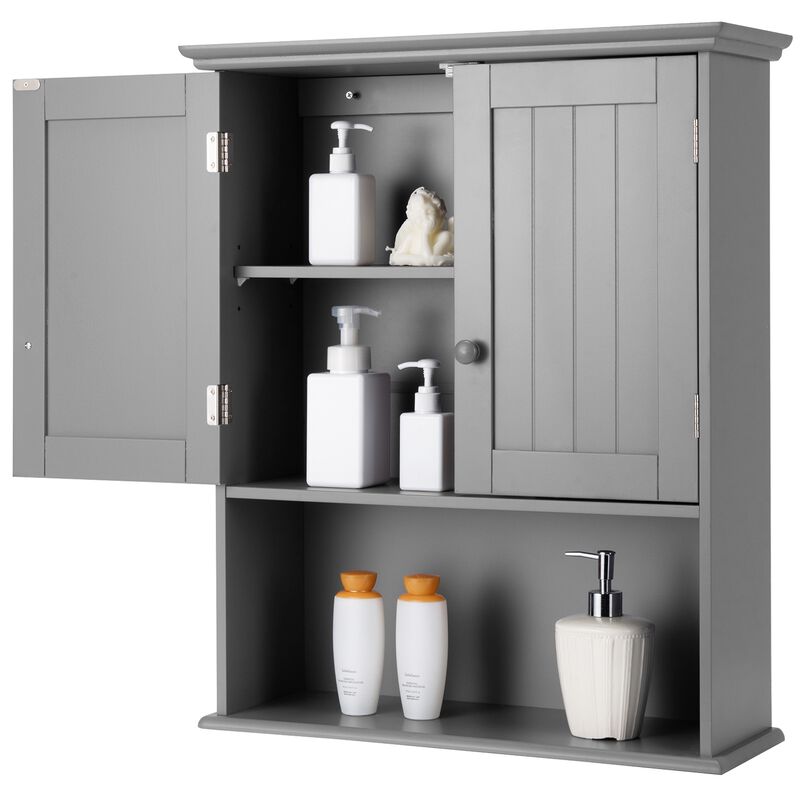2-Door Wall Mount Bathroom Storage Cabinet with Open Shelf