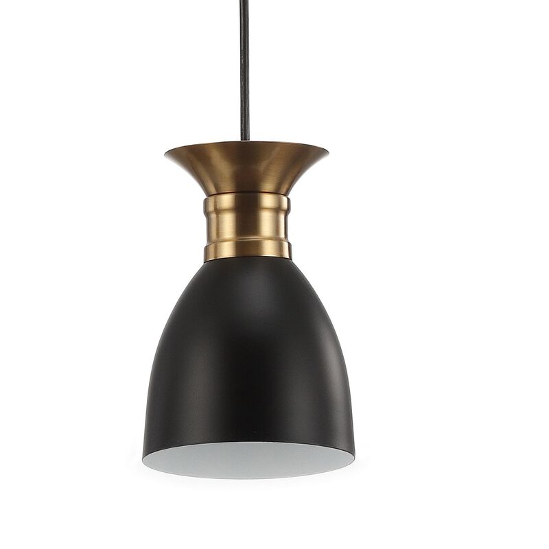 Edison 33.25" Linear 3-Light Metal Linear LED Pendant, Black/Brass Gold