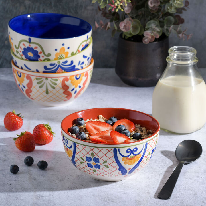 Laurie Gates Tierra 4 Piece 6 Inch Stoneware Cereal Bowl Set in Assorted Designs