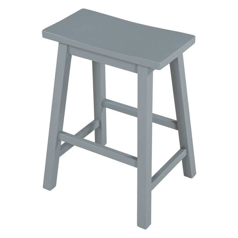 Farmhouse Rustic 2-piece Counter Height Wood Kitchen Dining Stools for Small Places, Gray