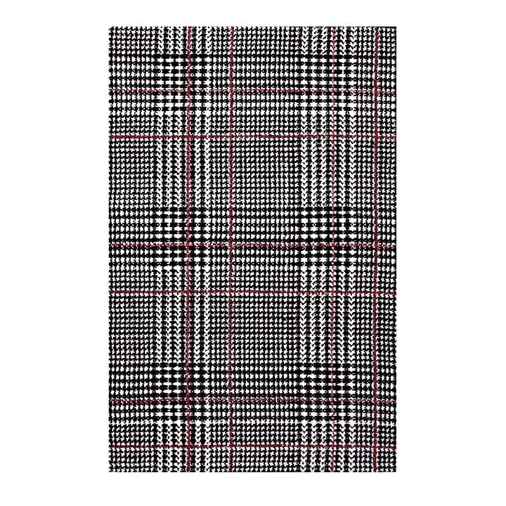 Kaja Abstract Plaid 5x8 Area Rug - Ivory, Black and Red