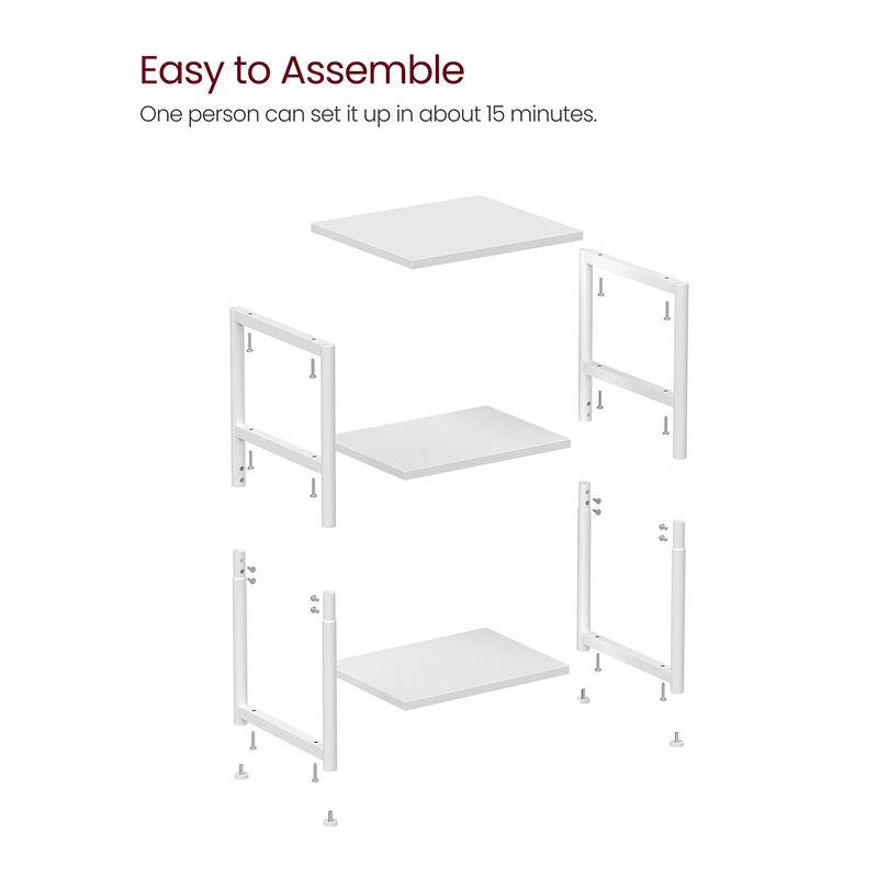 Tall Slim Side Table with Storage Shelves and Steel Frame for Living Room or Bedroom`