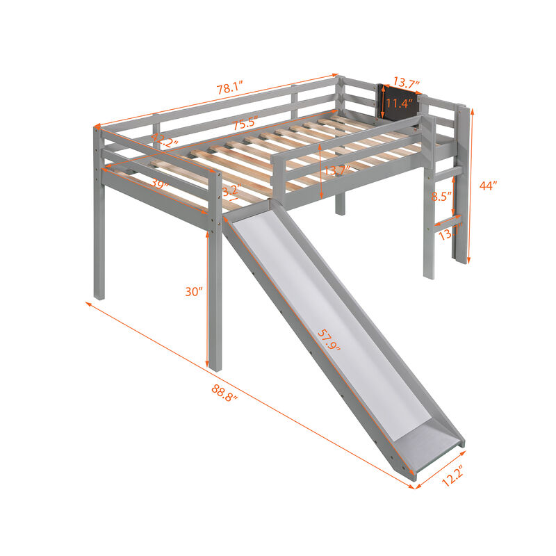 Merax Loft Bed Wood Bed with Slide