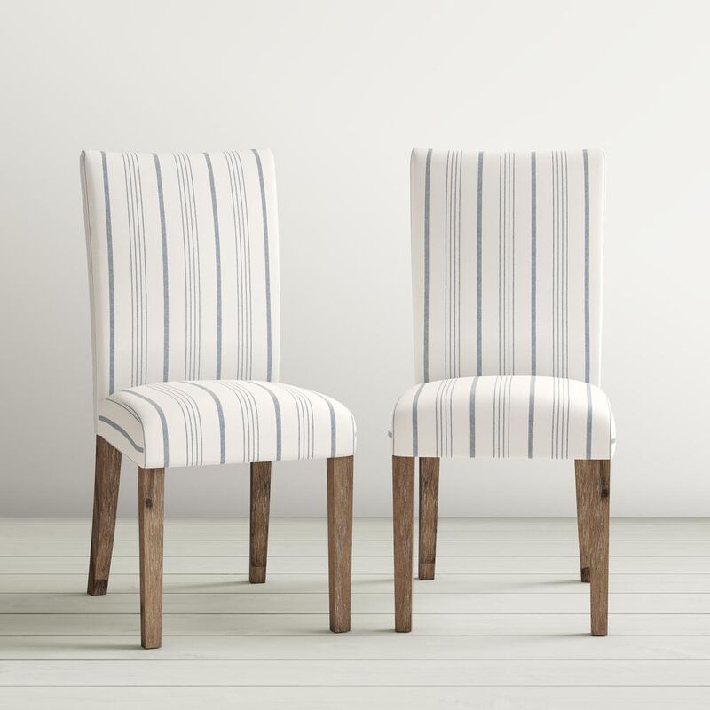 Jofran Coastal Wire-Brushed Acacia Upholstered Parsons Dining Chair (Set of 2)