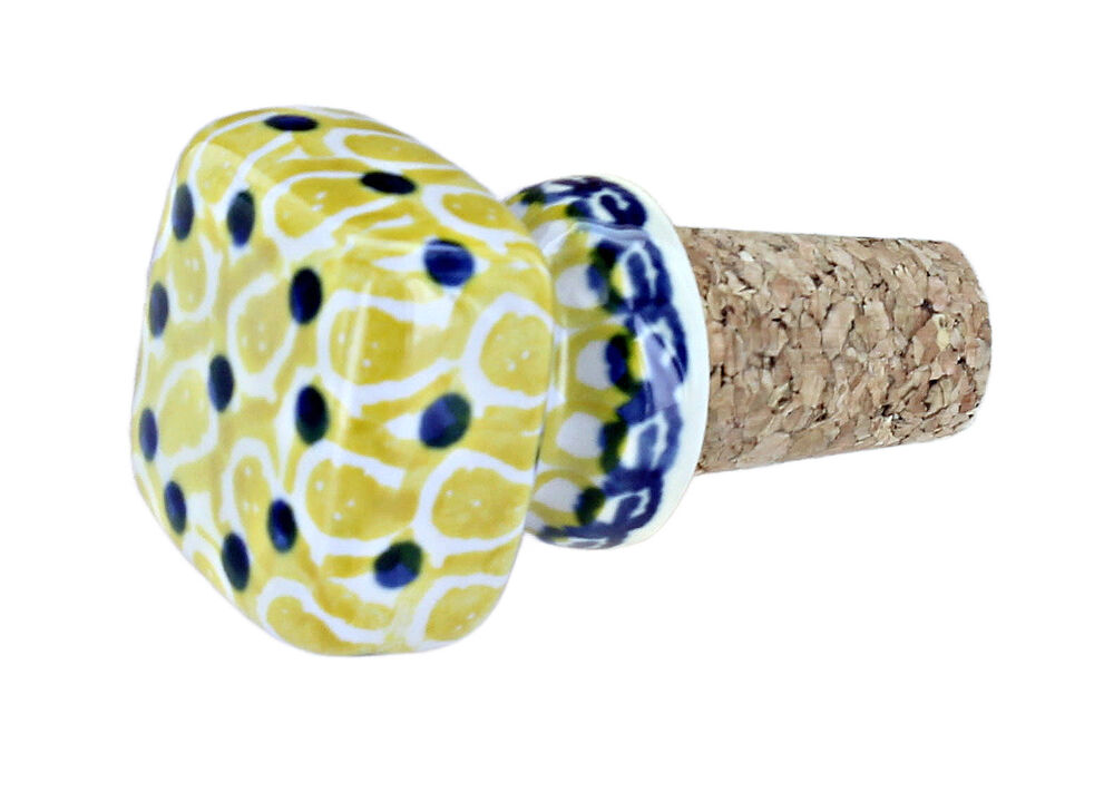 Blue Rose Polish Pottery Saffron Wine Cork