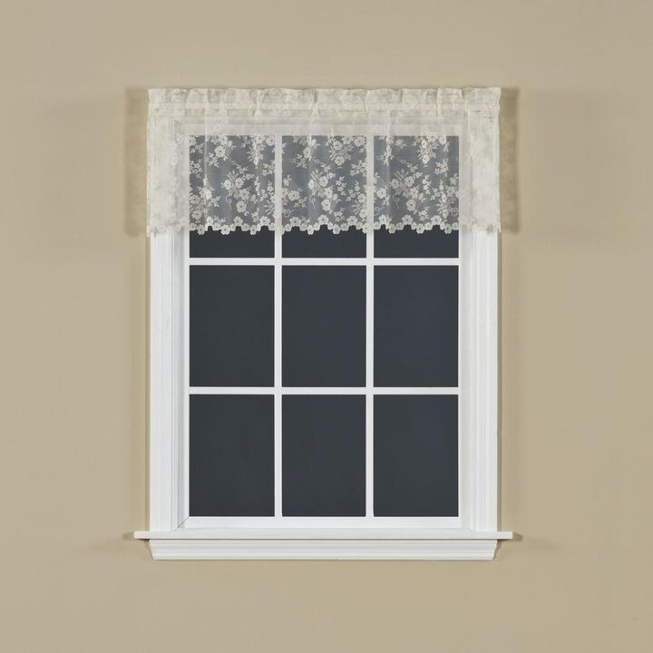 Saturday Knight Ltd Petite Fleur Collection High Quality And Lace Fresh Flowers Window Valance - 56x14", Ivory