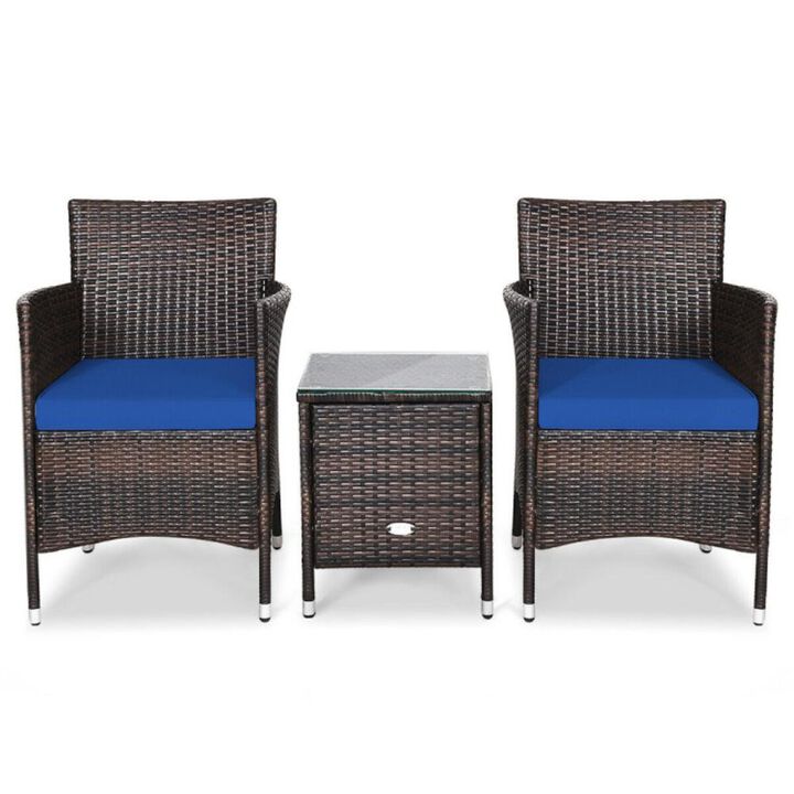 Hivvago 3 Pieces Ergonomic Wicker Patio Conversation Set