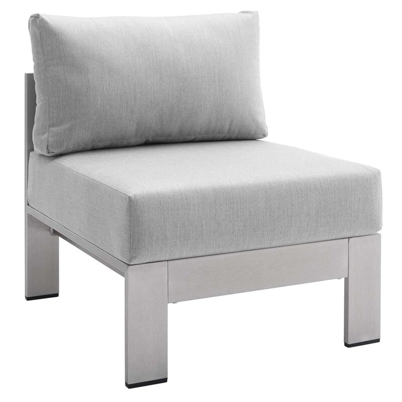 Modway EEI-4227-SLV-GRY Shore SunbrellaPatio Chair in Silver Gray, 27.5 x 25 x 23.5
