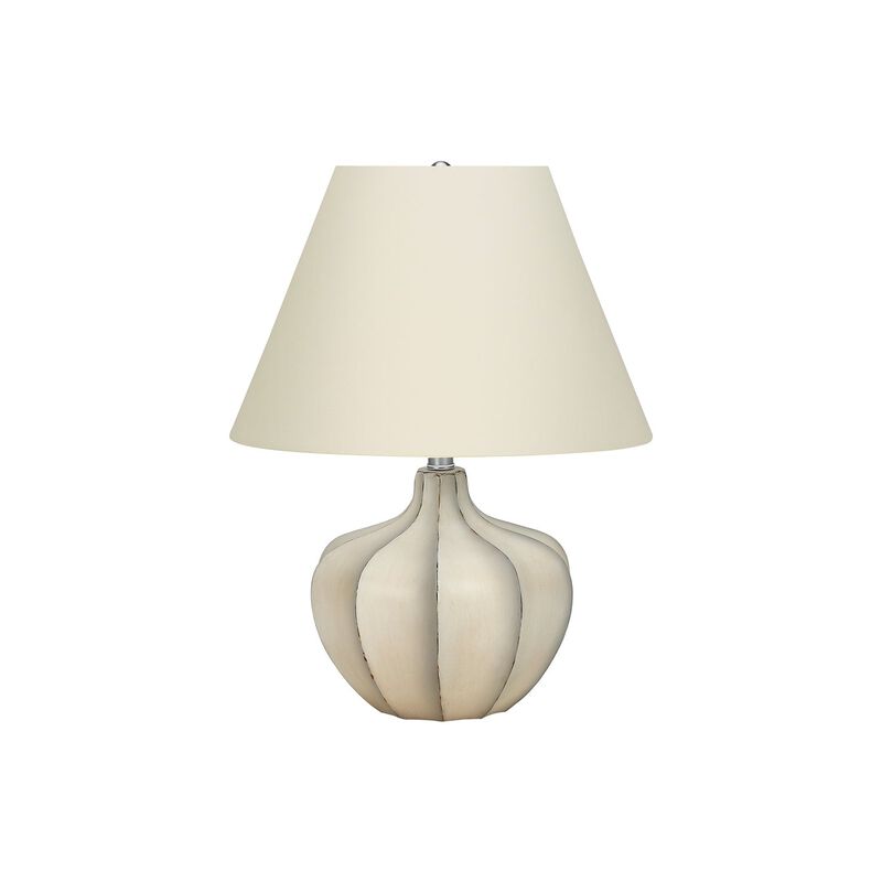 Monarch Specialties I 9733 - Lighting, 21"H, Table Lamp, Cream Resin, Ivory / Cream Shade, Transitional