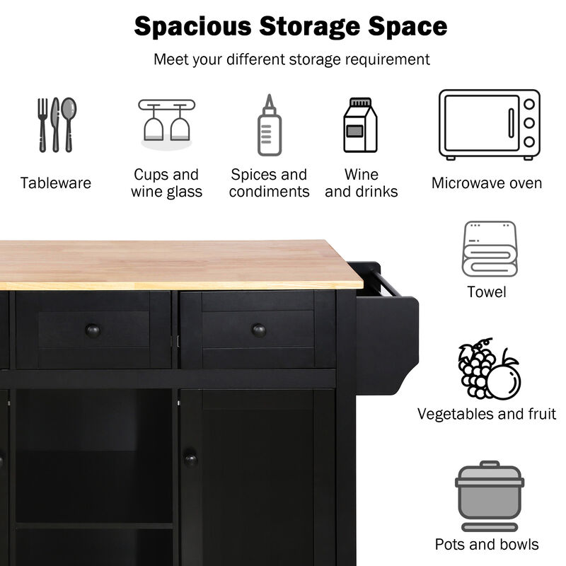 Merax Kitchen Cart on 5 Wheels with Storage Cabinet